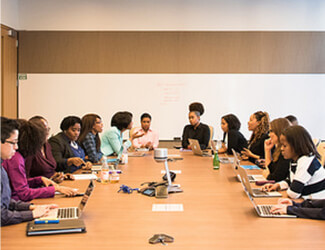 Group meeting around a table